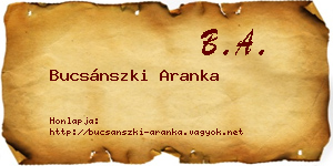 Bucsánszki Aranka névjegykártya