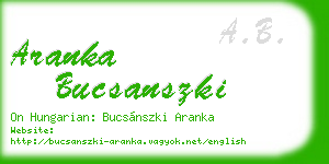 aranka bucsanszki business card