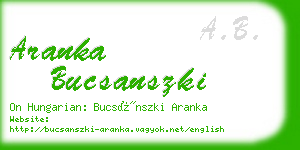 aranka bucsanszki business card